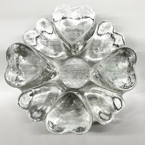 Vtg MCM Bel Mondo Glasdesign Aqua Glass Georgshuttle Ice Heart Tealight Votive